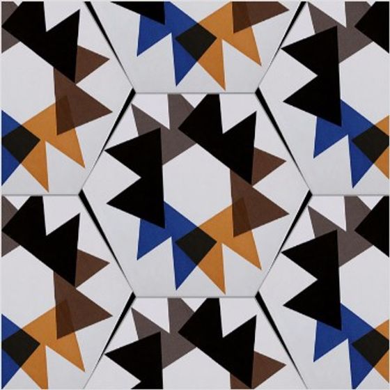 Hexagon Brick Tile 3D Model in Black and Gray