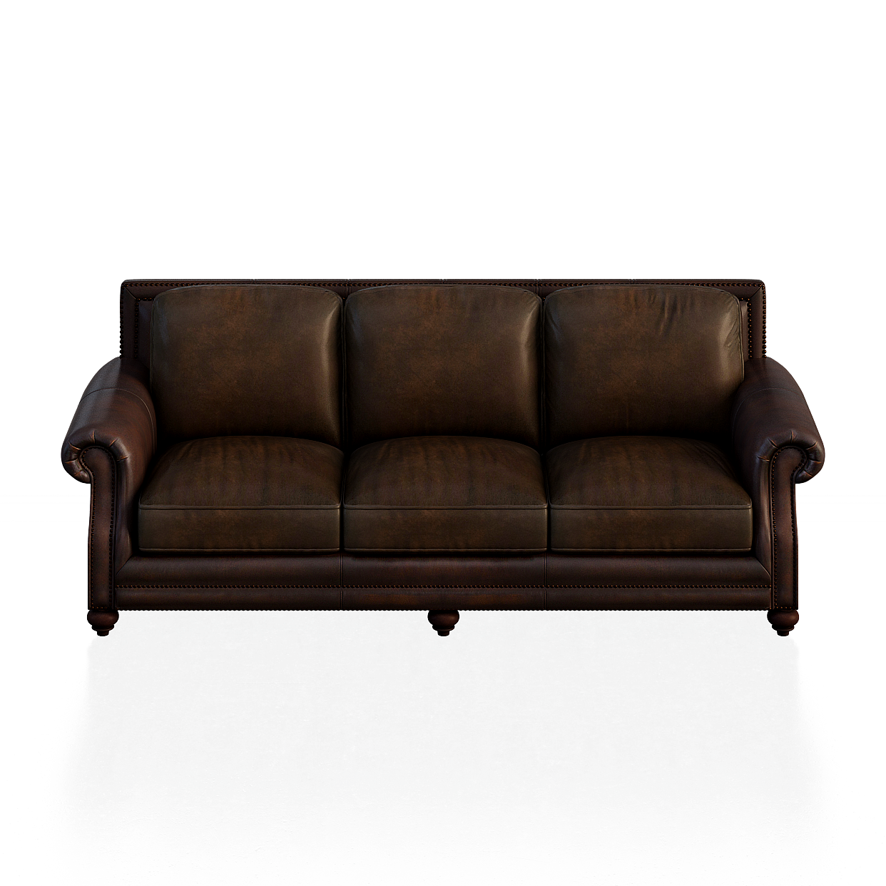 Vintage Leather Sofa 3D Model – Classic Brown Design