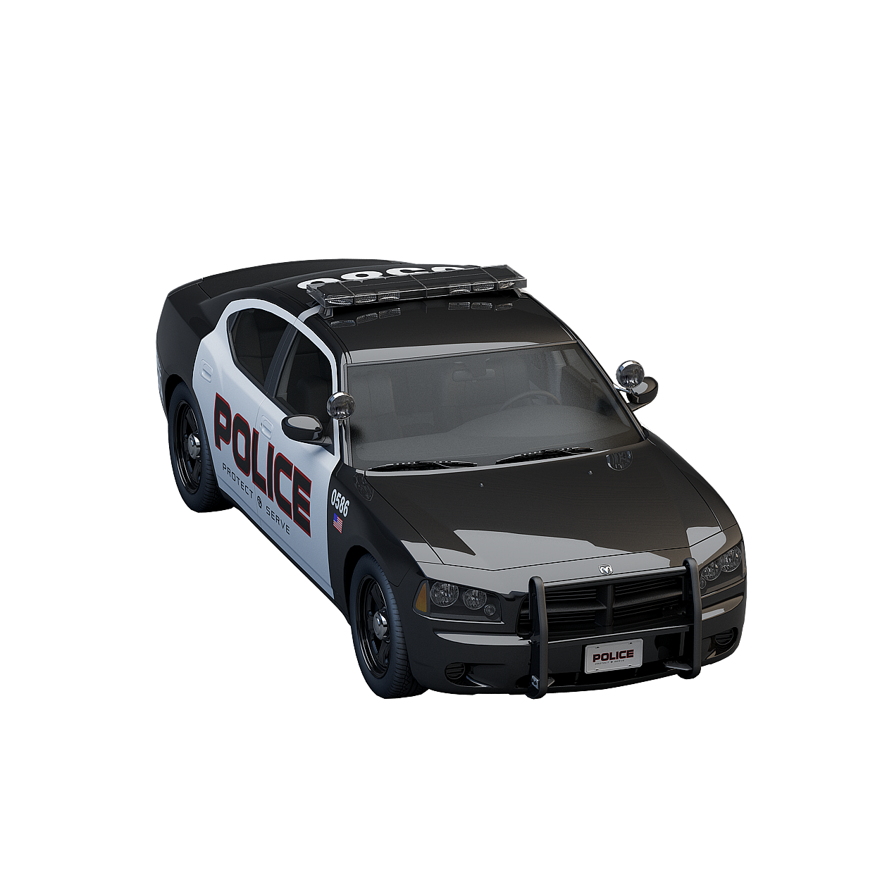 Stylish Low-Polygon Police Car 3D Model – Detailed & Optimized