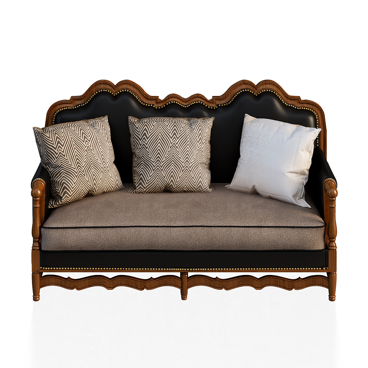 Classic Vintage Brown Leather Sofa – Elegant 3D Model