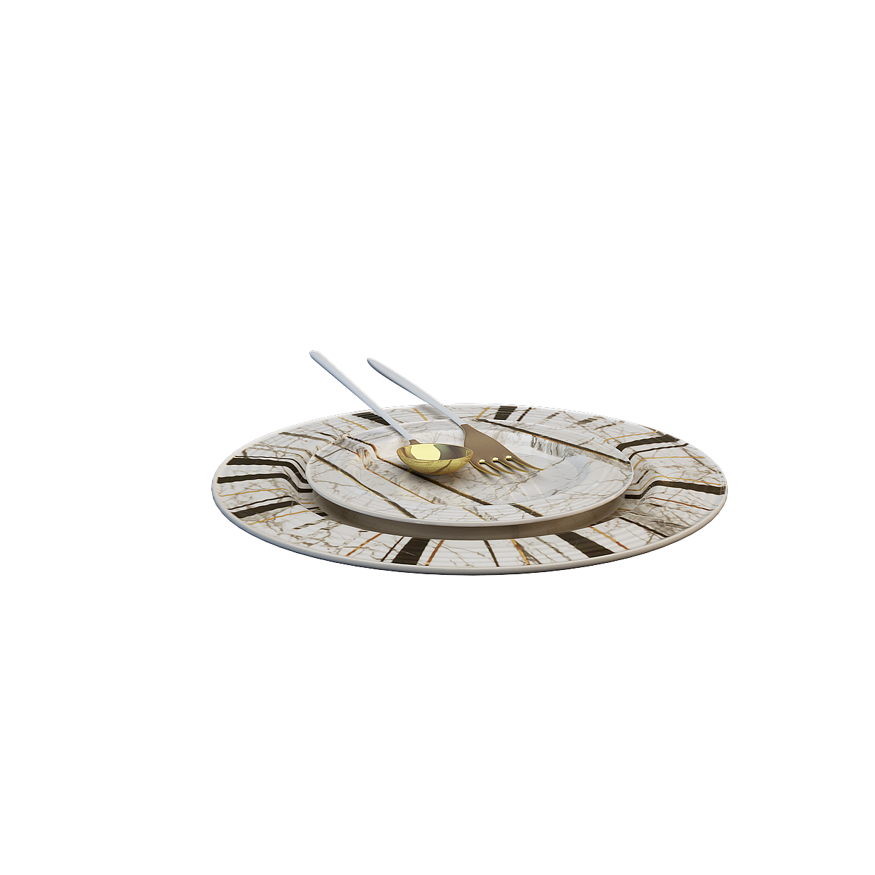 Modern Marble Dinnerware Set 3D Model – Elegant Tableware