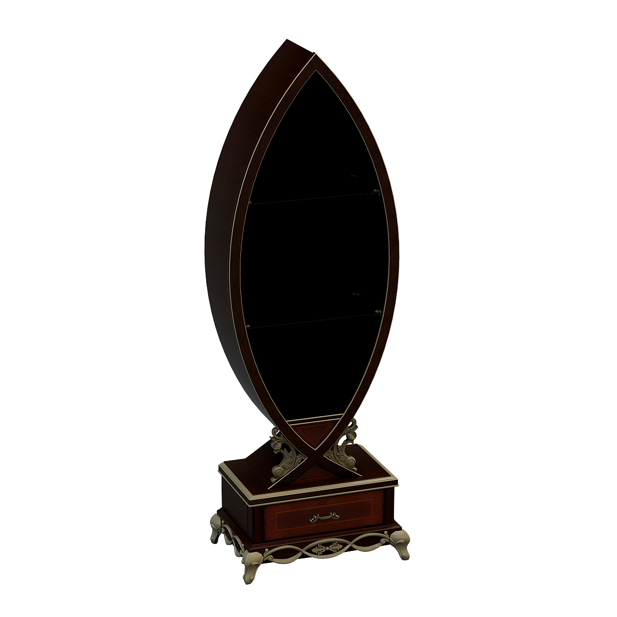 Grand Mirror with Ornate Mahogany Frame – Detailed Low-Poly Model