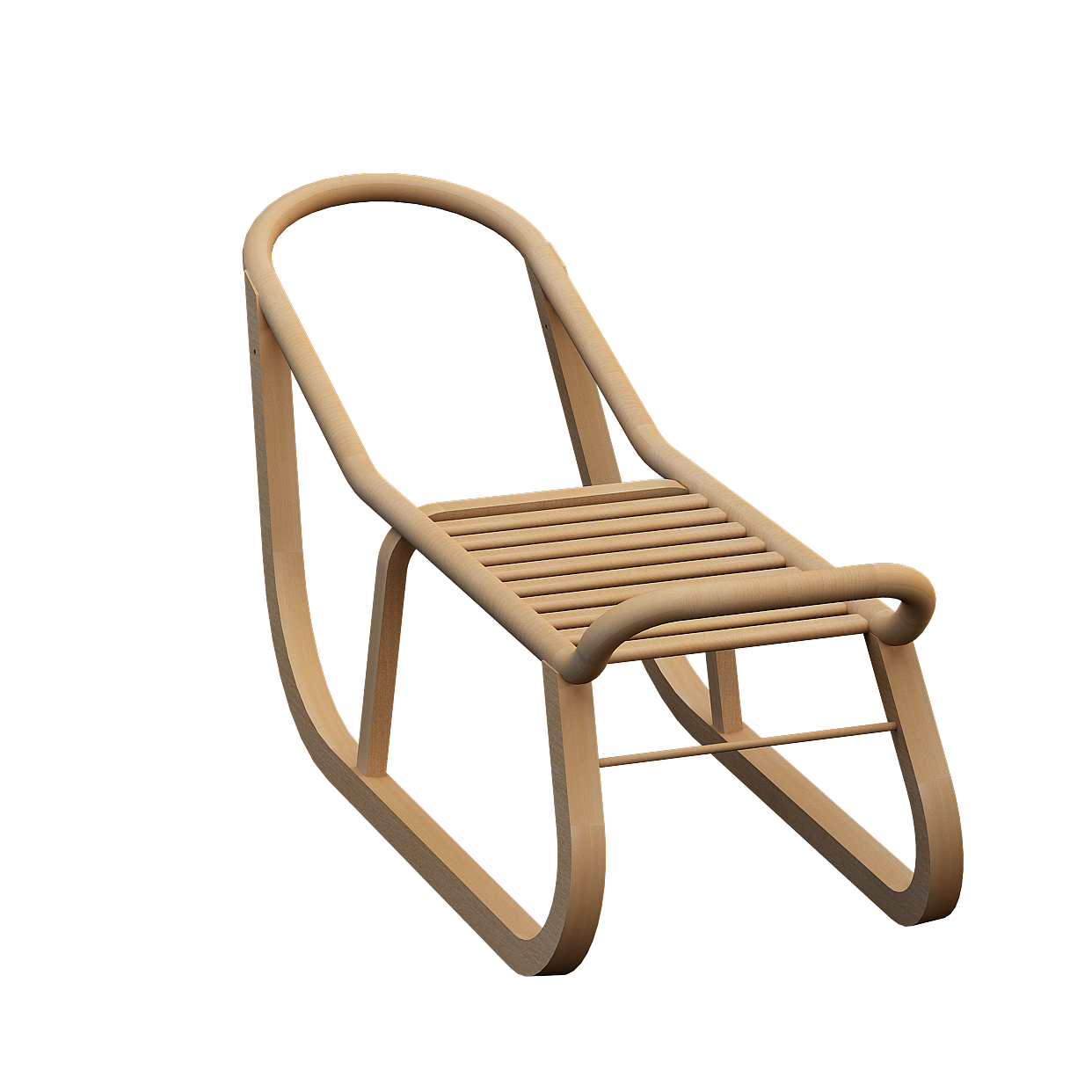 Modern Minimalist Rocking Chair 3D Model – Warm Wood Finish