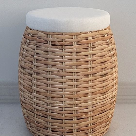 Rattan Round Barrel Stool Combination 3D Model in Modern Style