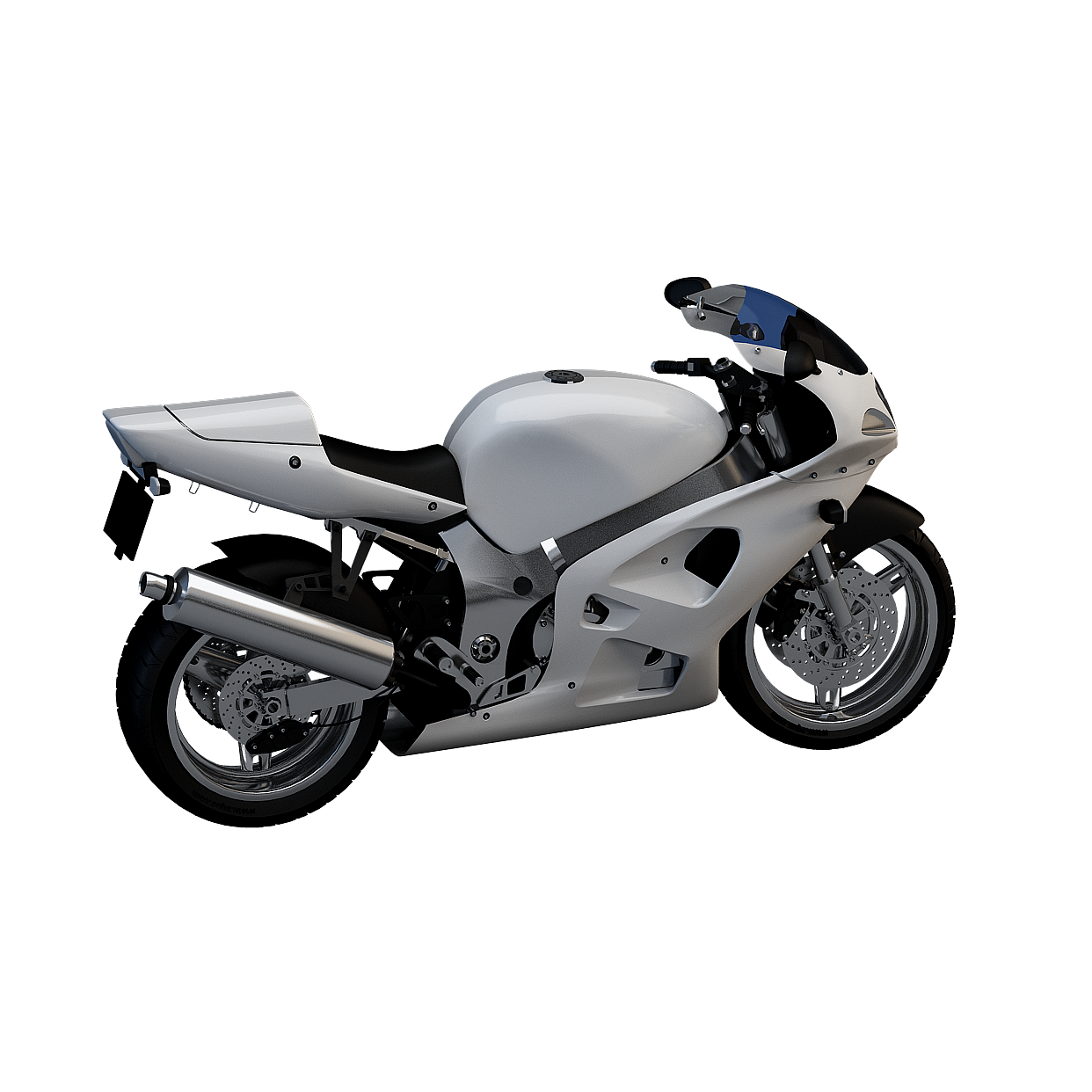 Stylish Low-Polygon Motorcycle 3D Model – Futuristic Design