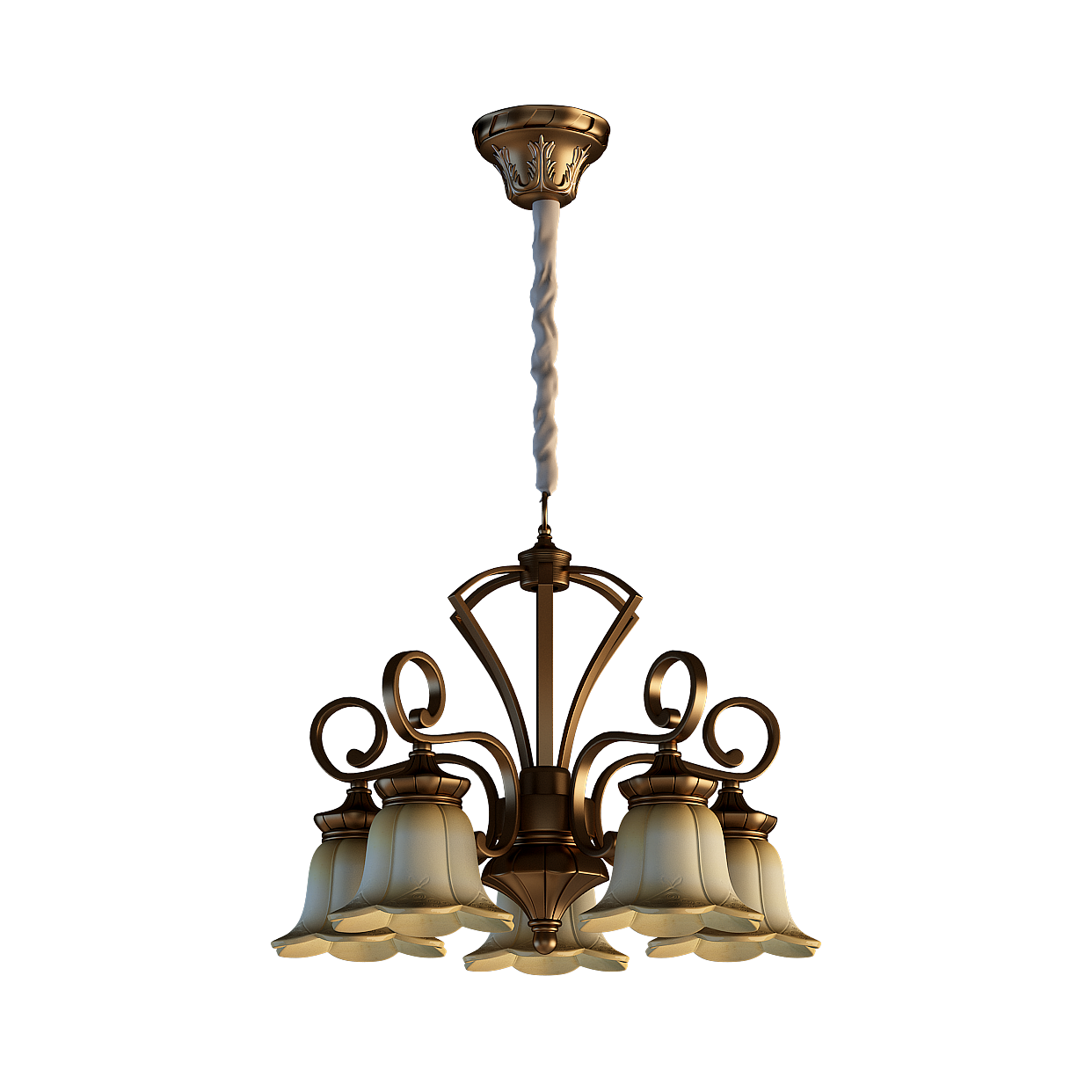 Elegant Vintage Chandelier 3D Model – Gold Metal & Glass
