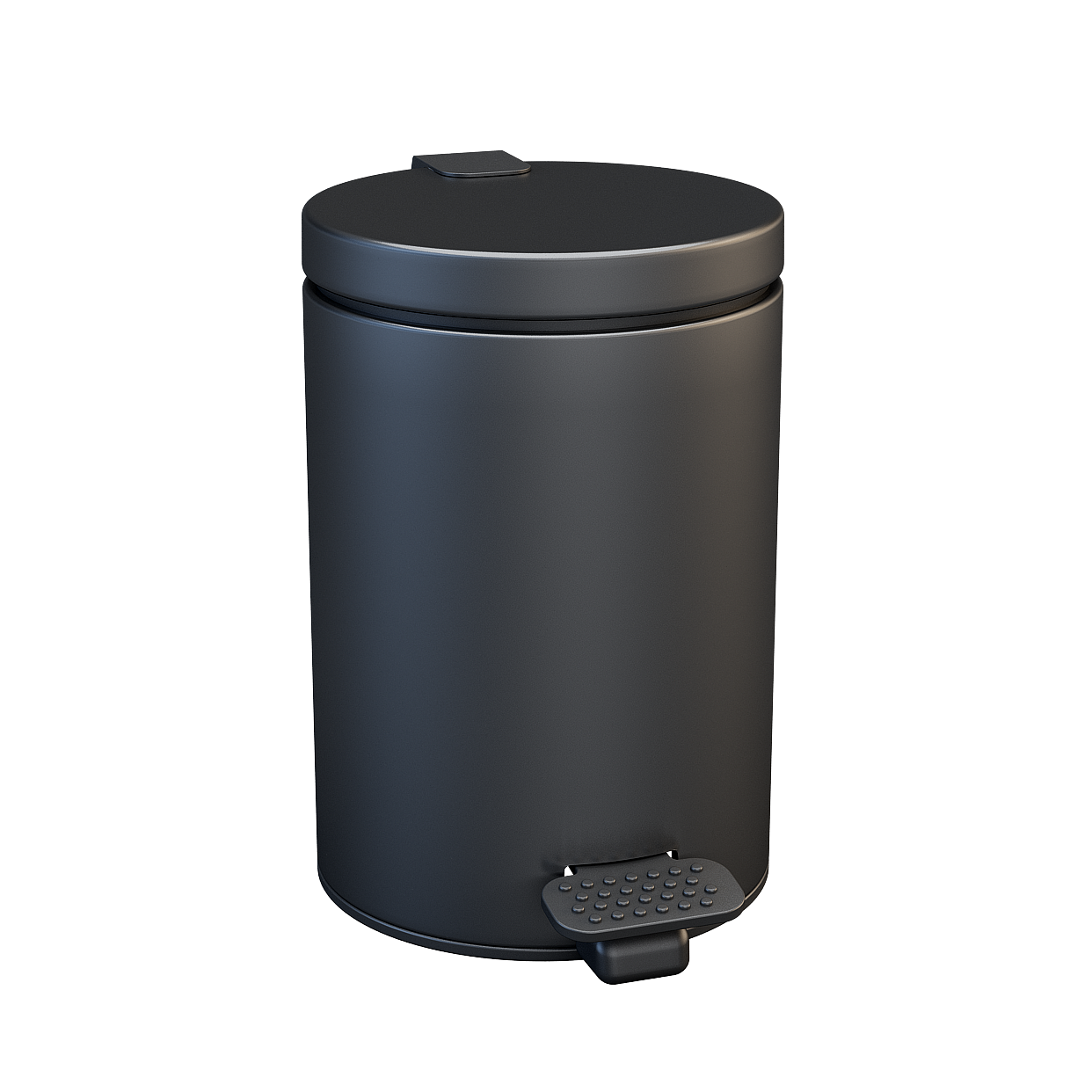 Minimalist Black Trash Bin 3D Model – Low-Poly Metal Design