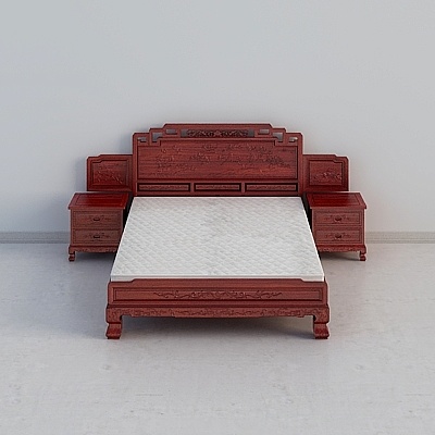 Elegant Chinese Bed 3D model for Modern Interiors