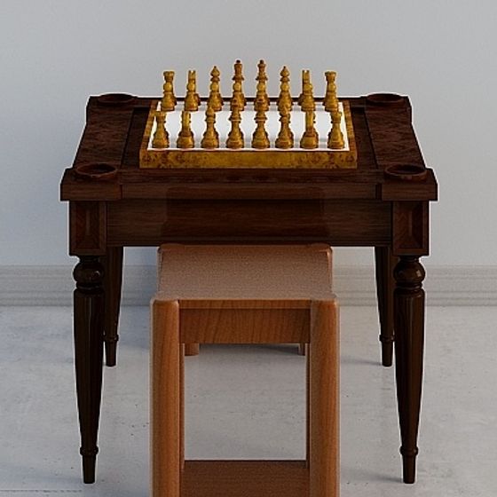 Elegant Low-Poly Chess Table 3D model