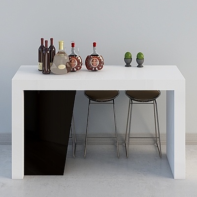 Bar Counter with Stools 3D model