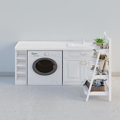 Bộ tủ máy giặt hiện đại tối giản