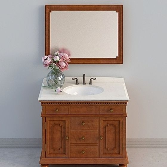 Elegant Low-Poly Bathroom Cabinet 3D model