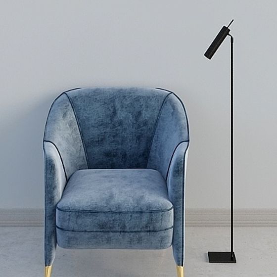 Elegant Velvet Armchair 3D model