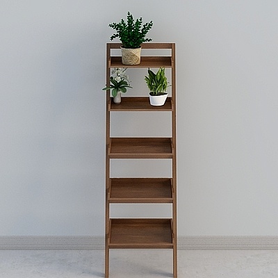 Walnut-colored Trapezoidal Multi-functional Storage Shelf Set
