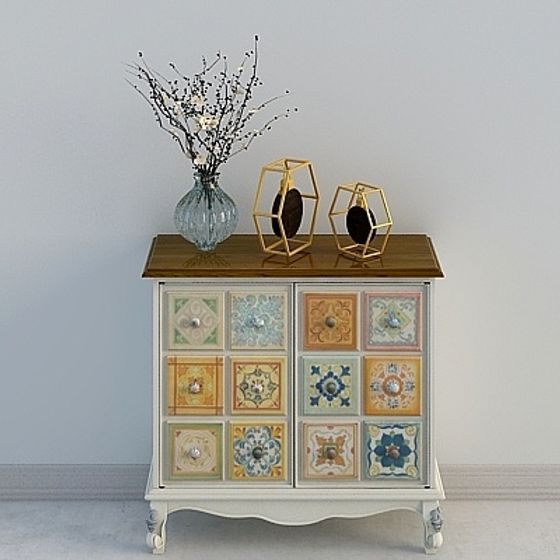 Vintage Style Storage Cabinet 3D Model