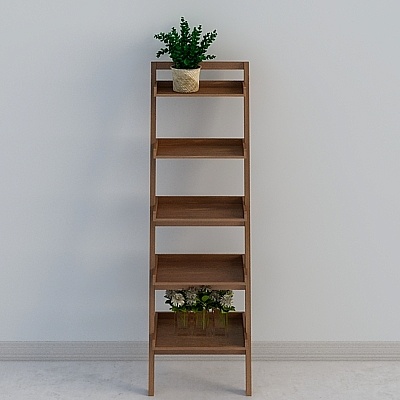 Walnut-colored Trapezoidal Multi-functional Storage Shelf Set