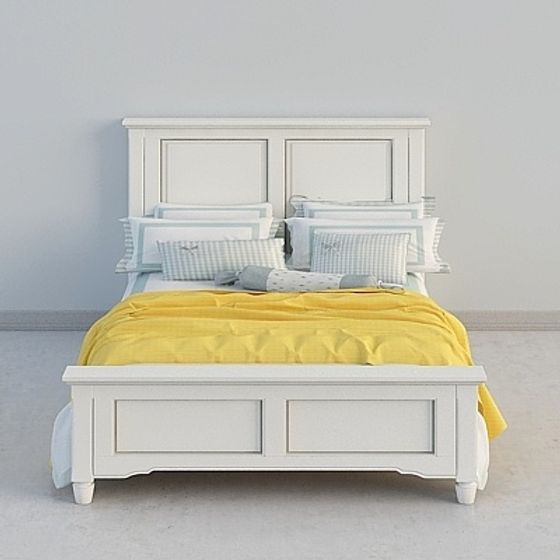 Classic White Bed 3D model for Elegant Interiors