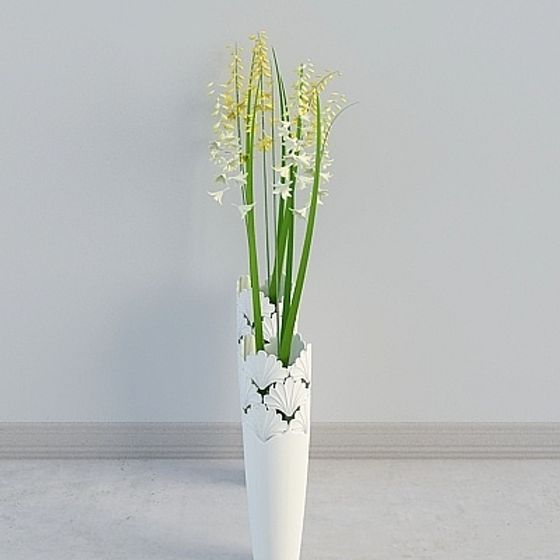 Elegant Vase with Hyacinths 3D model