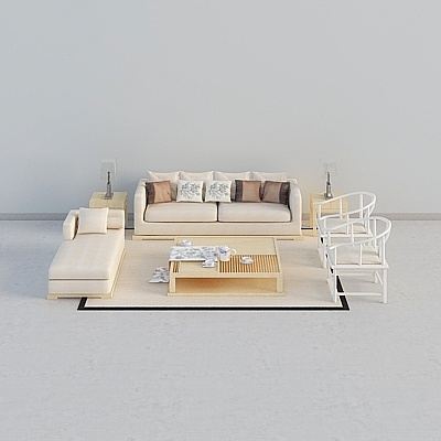 Chinese neutral solid wood square tea table combination