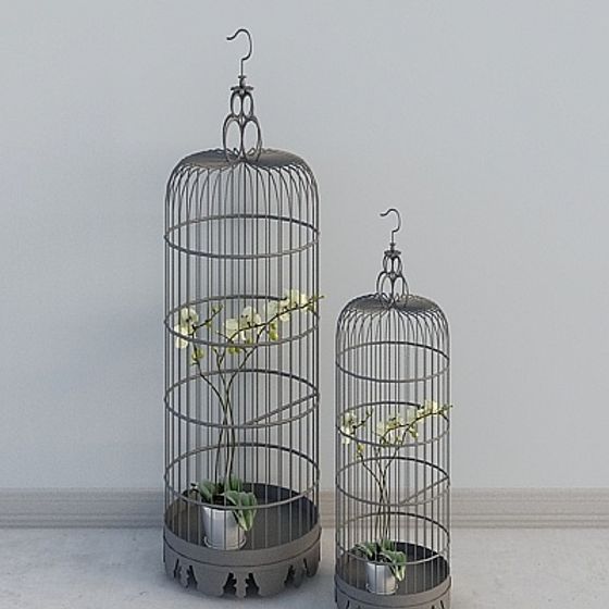 Elegant Orchid Birdcage 3D Model for Creative Projects