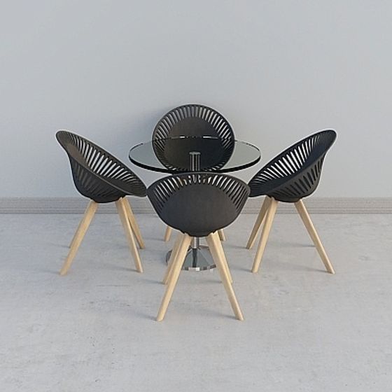 Minimalist Dining Table and Chair Set 3D model