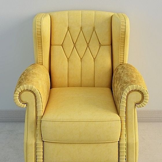 Golden Elegance Wingback Chair 3D model for Modern Spaces