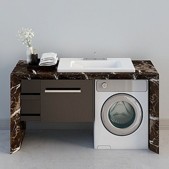 Sleek Modern Marble Bathroom Cabinet 3D Model