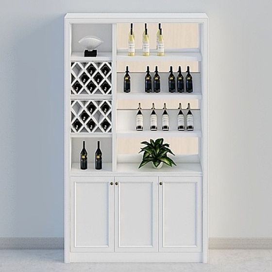 Elegant Low-Poly Wine Cabinet 3D model for Modern Interiors