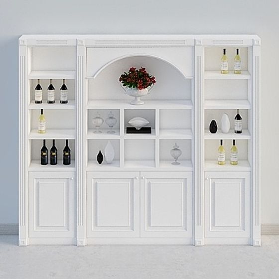 Elegant Low-Poly White Wine Cabinet 3D model