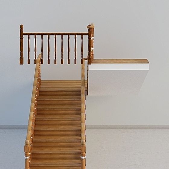 Elegant Wooden Staircase 3D model for Creative Projects