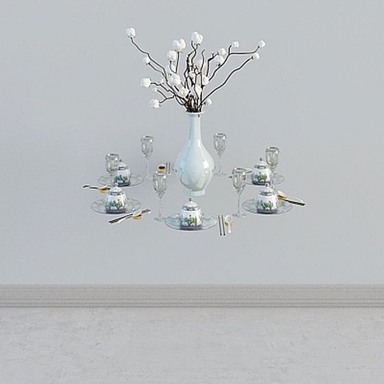 Elegant Tea Room 3D model with Low-Poly Design