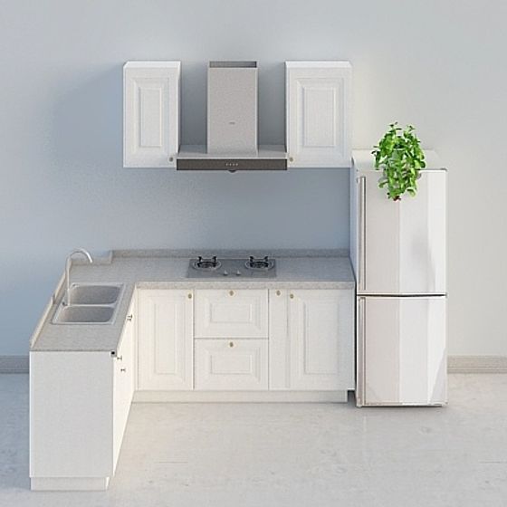 Sleek Minimalist Kitchen Set 3D Model