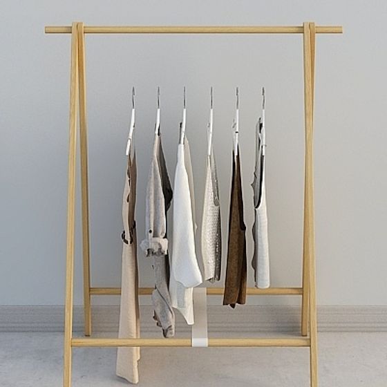 Elegant Wooden Hanger 3D model