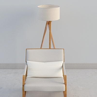 Japanese neutral cloth solid wood backrest chair combination