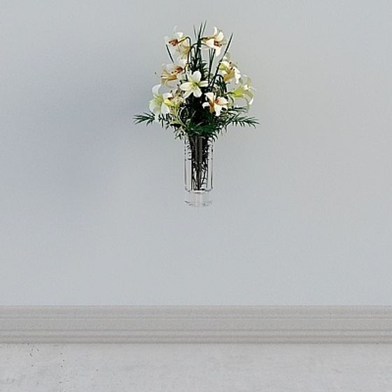 Elegant Vase with Lily Bouquet 3D model