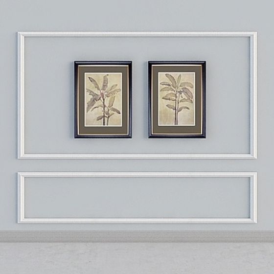 Elegant Low-Polygon Plant Wall 3D model