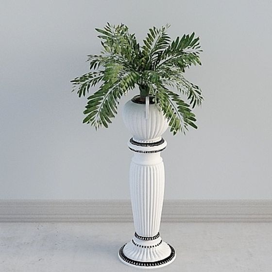 Elegant Vase and Greenery Combination 3D model