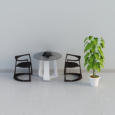 Chinese dark wood glass outdoor table and chairs combination