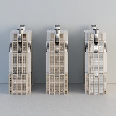 Sleek Modern Skyscraper Trio 3D model