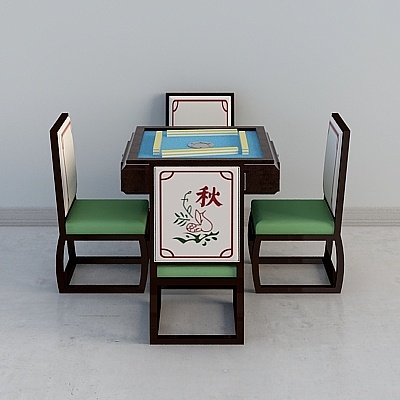 Combinazione di Tavolo Mahjong Quadrato in Tessuto di Legno Massello