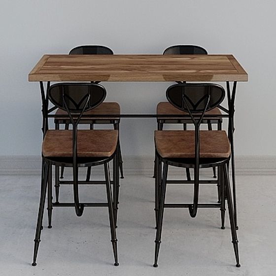 Urban Industrial Dining Set 3D model
