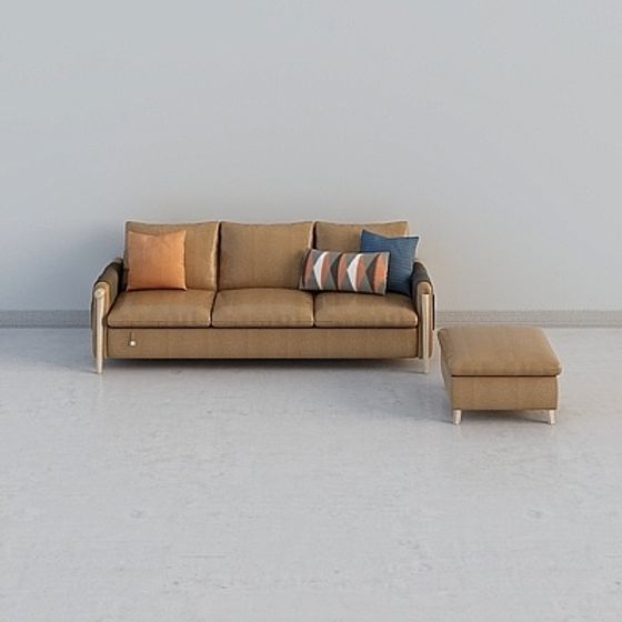 Elegant Low-Poly Sofa 3D Model for Modern Living Rooms