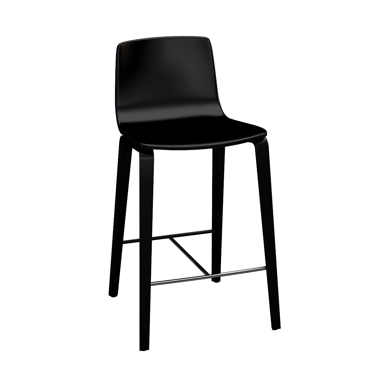 Elegant Minimalist Bar Stool 3D Model – Black Metal Frame