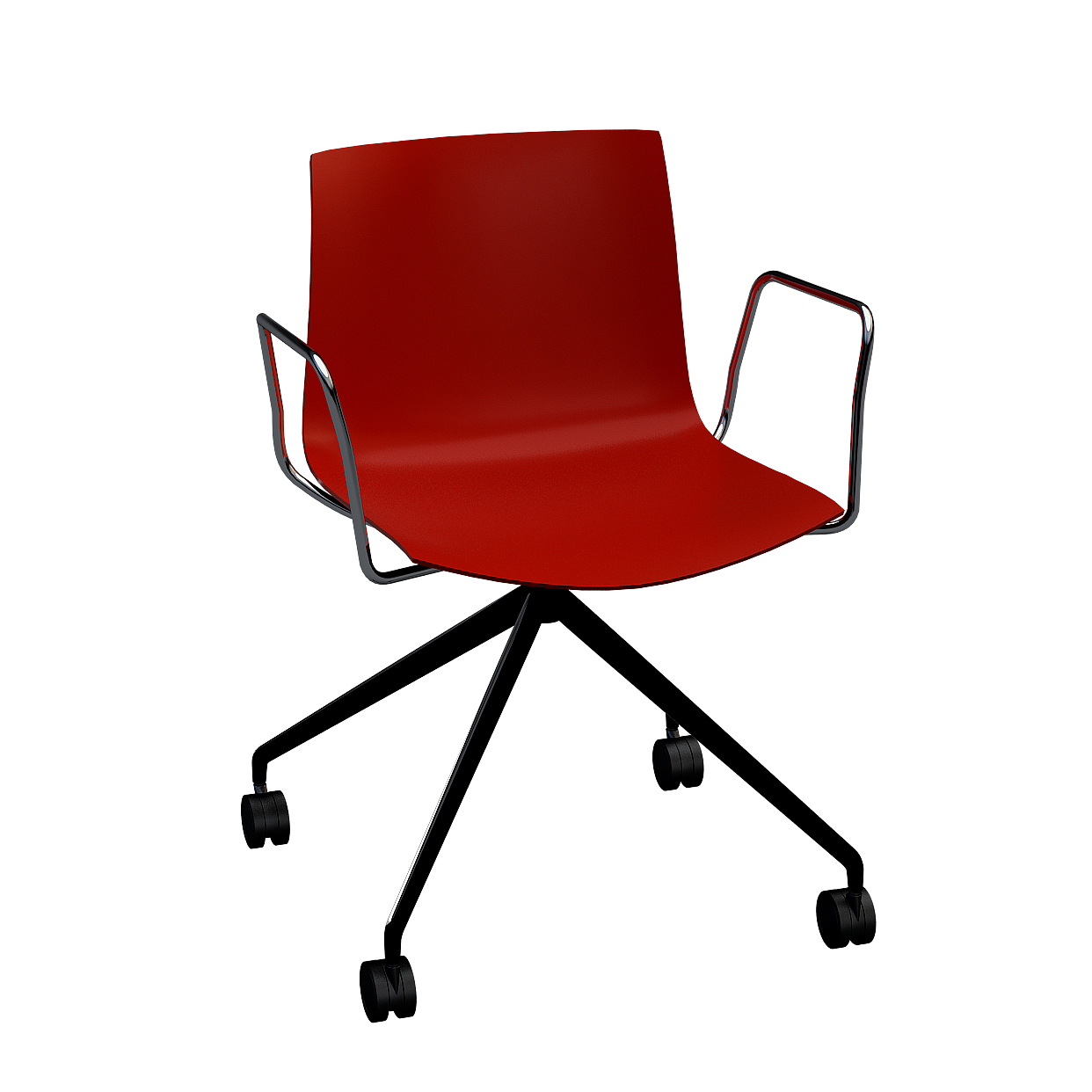 Stylish Red and Black Office Chair 3D Model – Low-Poly Design