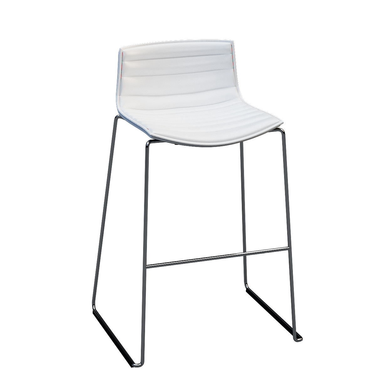 Urban Luxe Bar Stool 3D Model – White Leather & Metal