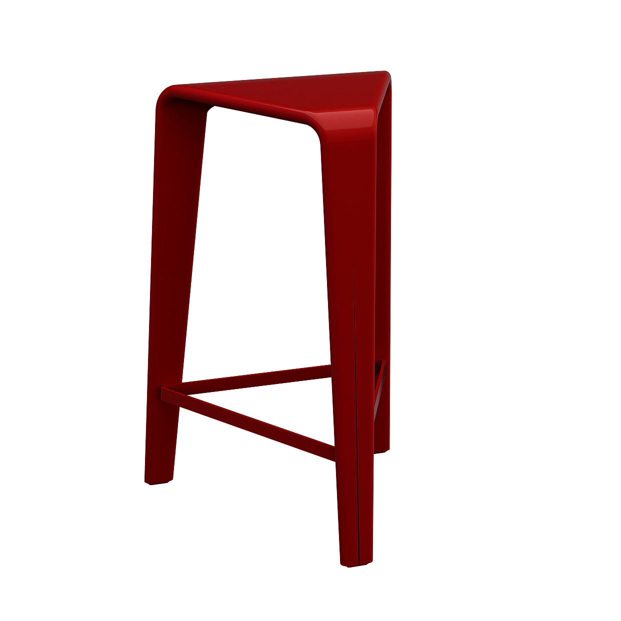 Urban Red Stool 3D Model – Matte Metal Finish