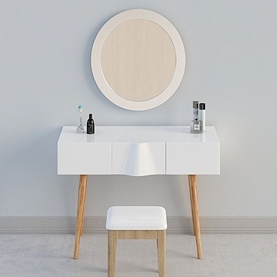 Modern Earth Tone Dressing Table Combination 3D Model