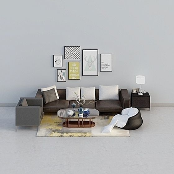 Sleek Contemporary Living Room 3D model