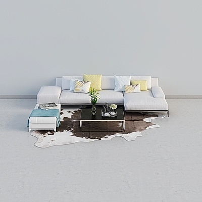 Combinaison de canapé en tissu blanc en forme de L moderne à places multiples