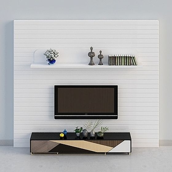 Elegant Low-Polygon TV Wall 3D model